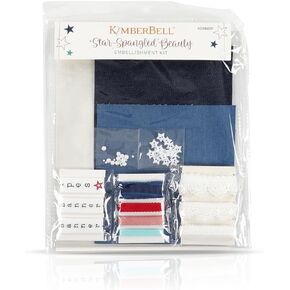 Kimberbell Star-Spangled Beauty Ladder Quilt Embellishment Kit – Accessories for Machine Embroidery Quilt, Includes Lace, Star Buttons, Pearls, Ribbons & More