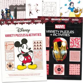 Mickey Mouse and Marvel ppuzzles and actives book 2 pack for teens ، build -back with 2 Disney and Marvel Word Search and Coloring Book Plus Pen | كتب البحث عن الكلمات للكبار