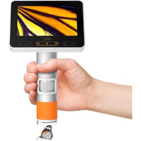 MX2-A المجهر المحمول لليد للأطفال ، المجهر الرقمي المحمول 100-1600x مع شاشة LCD مقاس 4.3 بوصة 1080 بكسل ، Matatastudio Wireless USB التعليمية للأطفال والبالغين