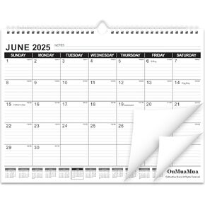 OuMuaMua Wall Calendar 2025, Calendar Wall 2025-2026, Jun. 2025 to Dec. 2026, 14" X 11" 19-Month Paper Hanging Planner Wall with Thick Paper, Ruled Blocks for Office Home Planning & Organizing