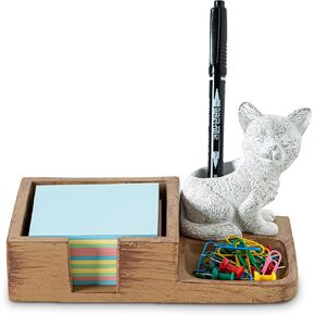 Cat Sticky Note Holder For Desk Cute Post It Note Holder With Cat Status Decor And Small Box For Organizing And Storing Paper Clip Or Small Office Supplies