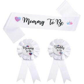 3pcs Mommy و Daddy لتكون دبابيس شارات ، يكشف النوع الاجتماعي عن شارة استحمام الطفل و Mommy و Daddy لتكون دبابيس شارات ديكورات لهدايا تذكار الحامل