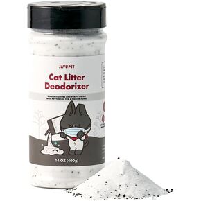 Jayu Pet Cat Detter Doodorizer - Terter Box Road Remover Eliminator مع صودا الفحم والخبز ، وضوابط رائحة القمامة القط والقطن ، ورائحة Phytoncide الطازجة للمنزل المنظف 14 أوقية (400 جرام)
