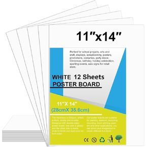 45 Pcs White Poster Board Paper 11x 14 Bulk, ROOKEA Vision Boards Blank Poster Paper for School Arts and Crafts, Classroom Projects, Presentations, Drawing, Scrapbooking, Graphic Displays