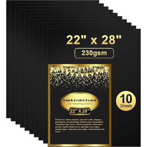 25 Pcs Black Poster Board 22" x 28" Paper Bulk, ROOKEA 250 GSM Vision Poster Boards for School Arts Craft Projects Presentations Drawing Scrapbooking Blank Graphic Display