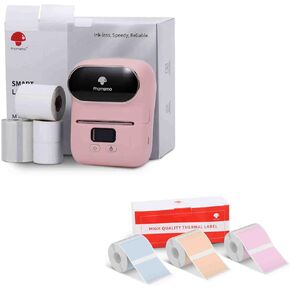 Phomemo M110S Label Maker Set- with 3 Rolls Color Paper, Bluetooth Label Maker for for Business Labeling, Barcode, Office, Cable, Retail, with Fonts Choose, Icons, Templates, Pink