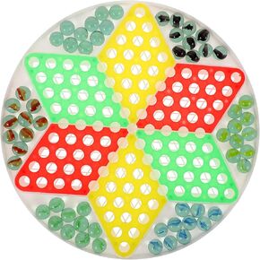 Alasum Glass Bead Checkers Board Game for Kids - Interactive Educational Toy with 60 Colorful Marbles - Fun Family Game for Children, Parties, and Parent-Child Activities
