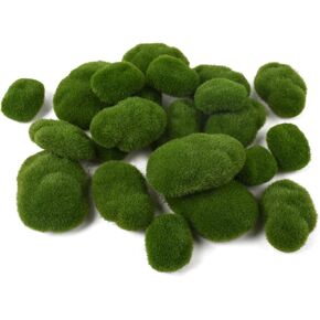 VYNYJOAN 30PCS Artificial Moss Rocks Fake Stones, 3 Sizes Faux Green Moss Balls Fake Moss Floral Decor for Home Garden Arrangements