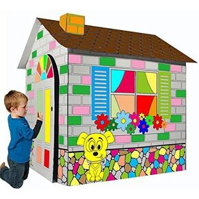 تلوين الورق المقوى المنزلية Playhouse ورقة مموجة ل Kid Diy Paiting Markers (Cartoon Playhouse)