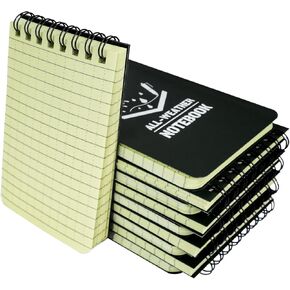 10 Pack Waterproof Notebook, 3x5 inch Pocket Notepad, All Weather Pocket Notebook, Write in The Rain Mini Spiral Notepad with Grid, Steno Memo Pads for Outdoor, Office, School (Green)