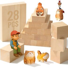 19 PCS Basswood Corving Clicks في 3 أحجام ، مجموعة Whittling Wood Clocks مجموعة نحت الخشب ، مثالية للحرف الفنية ، وتكتلات خشب الباسوود للطلاء ، ومناسبة للمبتدئين ، وعشاق نحت ، ومحبي الحرفية