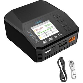 ToolkitRC M6AC Lipo Battery Charger AC100W/DC300W 15A Smart Lipo Charger for 1-6S LiPo LiHV Life Lion/ 1-10S PB/1-16S NiMh Battery, 2.0 inch Color LCD Screen Balance Charger Discharger Fast Charging