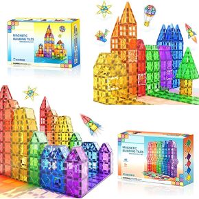 100pcs tiles magnetic tiles Kids Toys Ste Magnet ألعاب المغناطيس للطفل المغناطيسي المبني على ألعاب ما قبل المدرسة تعلم ألعاب Montessori الحسية لأولاد وفتيات يبلغون من العمر 3 سنوات ، وآمن إبداع أطفال أطفال أطفال