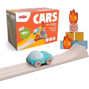 Haba Cars - سباق السباق الأول ، 27 قطعة ، مجموعة سباق الأطفال المستدامة ، ودفع خالية من البطارية والسيارات ، وألعاب جذعية مثالية للأطفال الصغار الذين تتراوح أعمارهم بين 2+