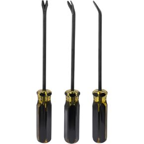 3Pcs 4 mm Tack Lifter, U Tip Nail Staple Rivet Tack Puller Staple Remover Screwdriver Tool Kit(Black)