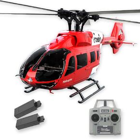 C190 H145 6CH Remote Control Helicopter Aircraft for Adults Beginners RC Heli Single Rotor No Ailerons Maintain Altitude Hover/Optical Flow Positioning RTF 335MM (Red 2-Battery)