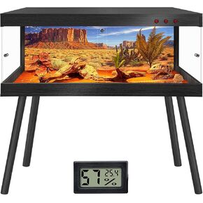 Royxen Bearded Dragon Tank with Leg Stand 78 Gallons, Reptile Tank with Built-in Lamp Fixtures, Reptile Enclosure, Lizard Tank, 48" W x 48" H, Black