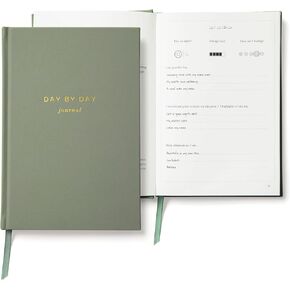 Day by Day Daily Gratitude Journal 2025 for Mindfulness, Happiness, Reflection, and Self Care, Undated Planner Gifts for Women & Men, Original Wood