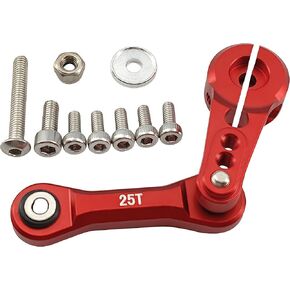 ROD TIE Aluminium Rod & 25T Servo Horn - ترقية التوجيه لـ Arrma 1/8 Typhon ، Kraton ، Talion ، Outcast ، 6S BLX & 1/7 LIMELING ، مخالفة ، Mojave 6S BLX - يحل محل #AR340061 ، #AR330230 (أحمر)