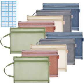20 Pack Double-Layer Mesh Zipper Pouch Bags, Board Game Storage Puzzle Storage Pouch Building Block Toys Storage Bags Document Bags Travel Zipper Bags Nylon A4 Zipper Mesh Bags for School Office Home