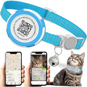 طوق القطط المضاد للماء ، طوق طوق Airtag Cat خفيف الوزن مع علامة معرف QR وعاكس لعلامة Apple Air ، حامل تعقب GPS المخفي مع علامة اسم PET Code للقطط ، القطط (9-13 بوصة)