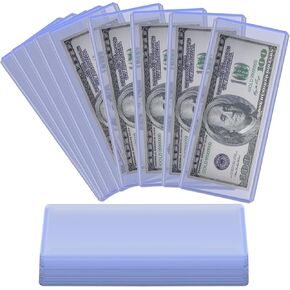 20PCS Dollar Bill Sleeves Currency Money Holder Hard Coin Protectors Coin Collection Supplies Top-Load Cash Envelope for Regular Bills, Stamp, Banknotes Display Storage Organizer Case