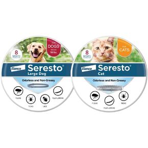 سيريستو الكلب الكبير للكلاب أكثر من 18 رطلا. & Seresto for Cats Vets-Nutceded Flea & Trick Treatment & Trick Collars | حماية 8 أشهر لكل منها