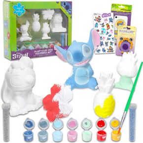 Disney Stitch ترسم التماثيل الخاصة بك مجموعة للأطفال - حزمة مع مجموعة الطلاء DIY التي تتميز بملصقات Lilo و Stitch Plus ، المزيد | قم برسم أرقام غرزة الخاصة بك للفتيات