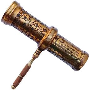 Antique Hand Carved Brass Twist Kaleidoscope for Adult || Vintage Look Kaleidoscope - Antique Finish with Brass Handle 5.5 Inches x 1.7 Inches