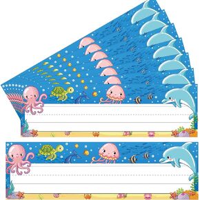 36 PCS Classroom Name Plates for Desks Sea Animal Names Tags Ocean Animal Desk Name Labels Under The Sea Desk Nameplates for Back to School Kindergarten Classroom Decoration