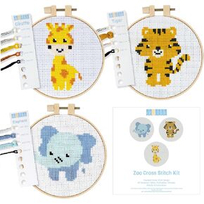 Cross Stitch Kits: Stamped Cross Stitch Kits for Beginners. [1 Embroidery Hoop] Simple and Easy Beginner Cross Stitch Kits for Adults and Kids, use as a Needlepoint Kits for Beginners