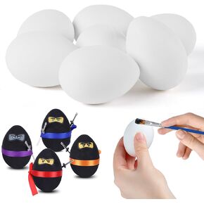 12pcs عيد الفصح البيض الأبيض الطلاء طقم الطلاء القابل للاحتفال ، مجموعة رسومات الشعار المبتكرة لتصميم نينجا ديي ، ديكور عيد الفصح ، حشو سلة صيد البيض هدية