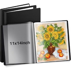 3 Pcs 11"x14" Art Portfolio Binder with Plastic Sleeves Large Portfolio Folder Binder with Clear Sheet Protectors, Display 24 Pocket 48 Pages for Artwork Storage, Document Paper Organizer