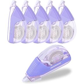 Valitner White Out Tape, Correction Tapes 6Pcs, 8M/ 314.96" x 0.2", Whiteout Instant Corrections Tear-Resistant, Easy to Use Applicator for School Office (Purple)