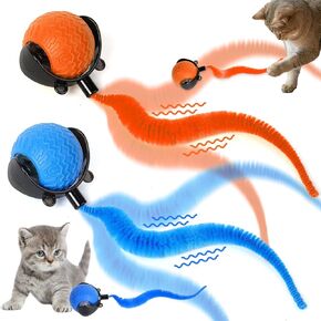 Cat Toy, 2025 New Smart Interactive Cat Toy Ball, Automatic Moving Ball for Cat Dog Toys (Orange+Blue)