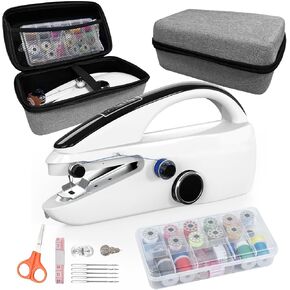 Sewing Kit:Sewing bliss in one box.Handheld sewing machine,beginner's sewing kit with storage,two power supply modes,portable mini sewing machine,Handheld Sewing Machine for Beginners.