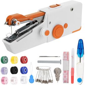 Handheld Mini Sewing Machine for Beginners, Portable Sewing Machine with Sewing Kits for Adults Quick Stitching and Home DIY, Travel (White)