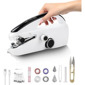 Handheld Sewing Machine, Mini Portable Sewing Machine for Beginners, Hand Stitching Machine, Handheld Sewing kit for Quick Repairs Clothes Fabrics DIY Home Travel (Black)