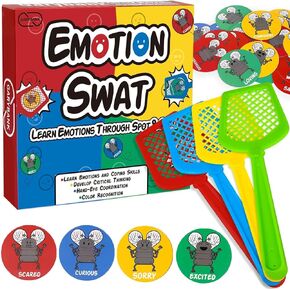 Garybank Emotion Swat Games for Kids Levelivity Social Efforture ، W/56 Complics ، وأدوات تنظيم المشاعر لأنشطة المهارات الاجتماعية ، ولعب ألعاب العلاج للمستشار ، واللعبة التعليمية.