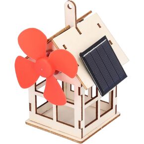 لعبة Bordstract Windmill Wooden House تجربة ، طاحونة طاحونة خشبية تعمل بالطاقة الشمسية DIY الأطفال العلمية التجربة التعليمية التجربة التعليمية