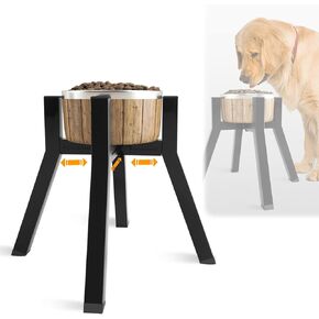 SHAINFUN DOG BOWN حامل للكلاب الكبيرة ، وعاء الكلب المرتفع القابل للتعديل يناسب 7-10.6 "الأوعية ، الطول 11 '' ، وعاء الكلب واحد وحدة تغذية (وعاء غير متضمن) تفكيك سهل ، للكلاب المتوسطة والكبيرة