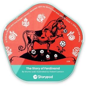الرمز المميز Storypod | قصة فرديناند | رمز تعليمي قابل للتحصيل لنظام التعلم الصوتي المجاني على الشاشة للأطفال ، الأطفال | مغامرة ثور سلمية