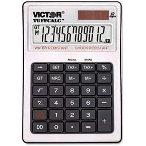 Victor TUFFCALC Desktop Calculator, 12-Digit LCD, Black / White