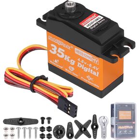HobbyPark Waterproof 35kg High Torque Servo Motor Metal Gear Digital Servo Stainless Steel Gear Arduino Servo for RC Crawler RC Car RC Truck Buggy Airplane HV Programmable Control Angle 180°