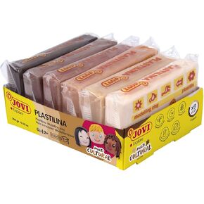 Jovi Plastilina Reusable and Non-Drying Modeling Clay; Multicultural Colors, 1.75 Oz. Bars, Set of 6 Colors, Perfect for Arts and Crafts Projects