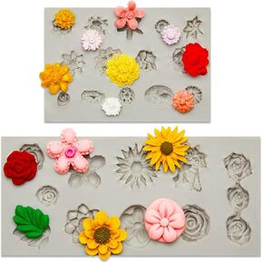 2 PCS قوالب البوليمر البوليمر الصلصال لصنع المجوهرات ، Daisy Rose عباد الشمس Nosegay Miniature Polymer Clay قوالب لأقراط المجوهرات الديكور