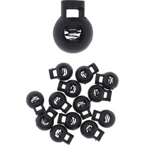 Mandala Crafts Cord Lock Cord Stop Tightener Lace Locking End Round Single Hole Toggle Fastener for Drawstrings, Shoelaces, Bungee Cord Black 0.9 Inch 50 PCs