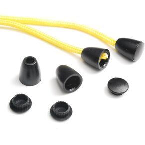 100pcs Plastic Black Detachable Bell Lock 1/8" (3.4mm) Hole Stopper with Lid Cap Cord Ends Apparel Sportwear Garment Bracelet Rope Outdoor Camping Accessories