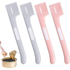4pcs Cat Food Spoon ، Silicon Cat Food Spatula Food Can Food يزداد ملاعق الملاعق المبللة ملعقة الطعام للكلاب والقطط (وردي + رمادي)