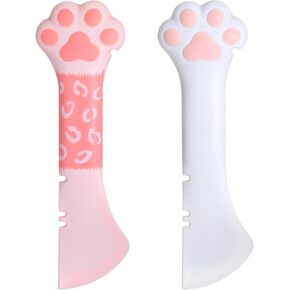 الوردي والأبيض لطيف PAW PET MINI Spatula 2 حزمة الطعام يمكن أن تزود السيليكون الكلب كات الطعام ملعقة الأطعمة القصيرة مزج الملاعق للأطعمة الرطبة أو الجافة تغذية وتخزين